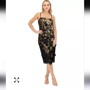 $268 Eliza J Women's Floral-Appliqué Sequinned Dress Sz 2 NWT Cocktail Glam